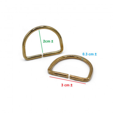 30mm Gold Open Semi-Circular Rings for Crochet Accessories | Tessiland