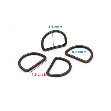 Anneaux Semi-circulaires Ouverts de 15mm Laiton  pour Accessoires de Crochet | Tessiland