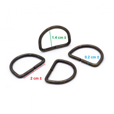 Anillos Semicirculares Abiertos de 20 mm en Latón para Accesorios de Crochet | Tessiland