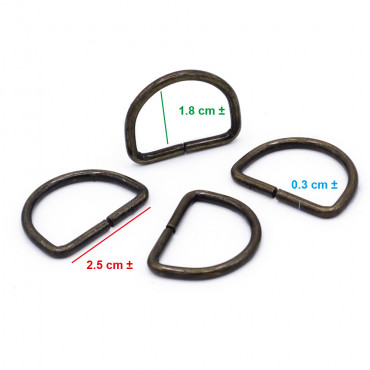 25mm Brass Open Semi-Circular Rings for Crochet Accessories | Tessiland