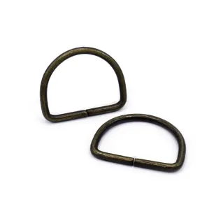 Open Semi-Circular Rings for Bags in Iron Made in Italy 2pcs Ottone