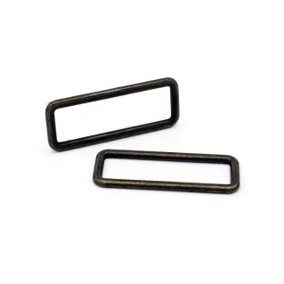 Rectangular Rings for Bags in Zamak Made in Italy 2pcs Ottone