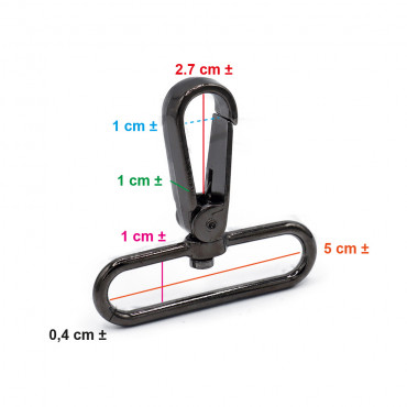 Mousqueton Pierre Gunmetal 57x50 pour Sacs Crochetés et Sangles | Tessiland