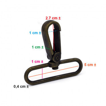 Moschettone Pierre Ottone 57x50 per borse e tracolle Crochet | Tessiland