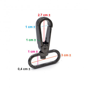 Pierre Snap Hook Gunmetal Gray 57x30 for Crocheted Bags and Straps | Tessiland