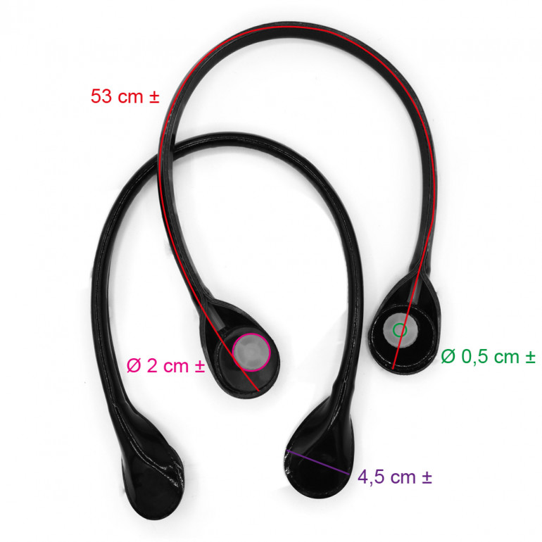 Pair of Obag model handles for crochet bags Specchiato Black | Tessiland