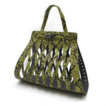 Set borsa Eiffel in ecopelle per borse crochet con chiusura girello Lime