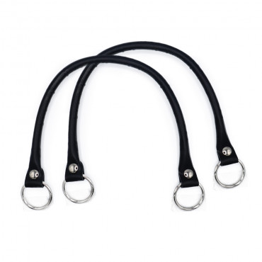 Manici Circle Ecopelle Rinforzati con Anelli Argento 43cm 2pz Nero