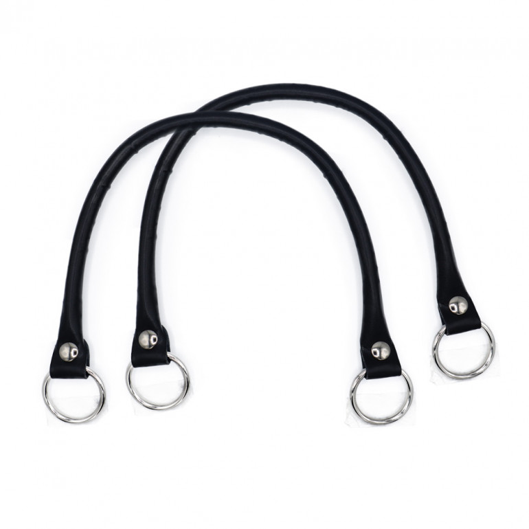 Paire de poignées Circle en éco-cuir pour créations au crochet Noir | Tessiland