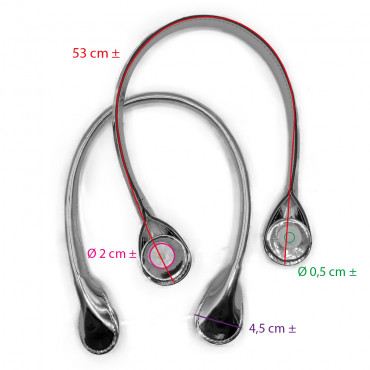 Coppia di manici modello Obag per borse a uncinetto Specchiato Argento | Tessiland