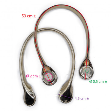 Coppia di manici modello Obag per borse a uncinetto Specchiato Nero | Tessiland