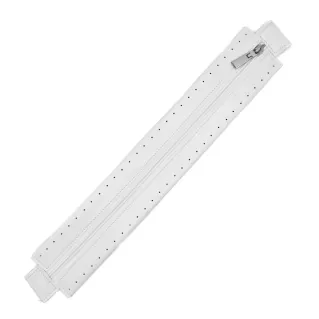 Zipper in eco-leather with sewable border for bags Bianco
