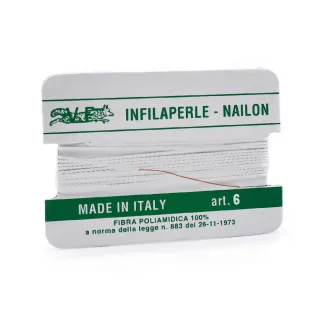 Nylon Beading Thread with Copper Needle Bianco