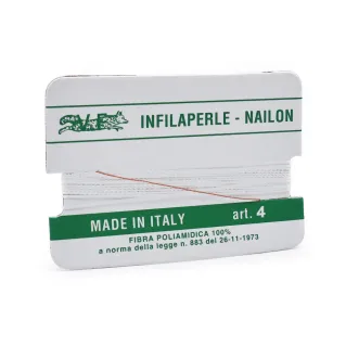 Nylon Beading Thread with Copper Needle Bianco