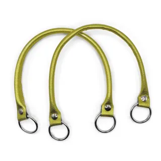 Circle Handles Reinforced Eco-Leather with Silver Rings 43cm 2pcs Citron