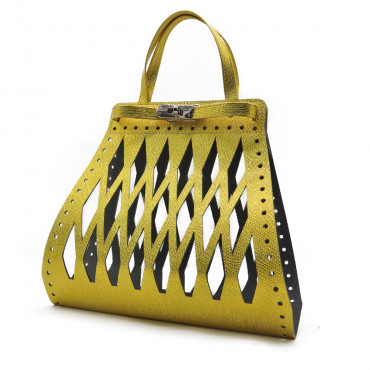 Set borsa Eiffel in ecopelle per borse crochet con chiusura girello Citron