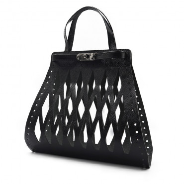 Set borsa Eiffel in ecopelle per borse crochet con chiusura girello Nero