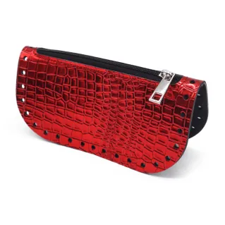 Tacos en simili cuir avec fermeture éclair pour pochettes et trousses Rosso