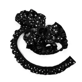 Polka Dot Elastic Ribbon for Decorative Edges Black