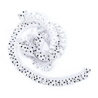 Cinta Elástica con Pois para Bordes Decorativos Blanco