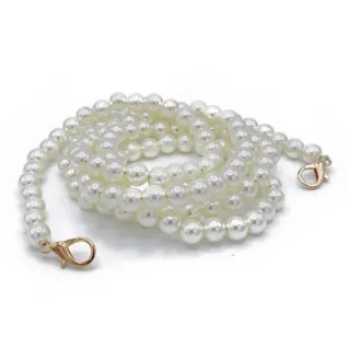 Correa de perlas con mosquetones para bolsas y clutchs Bianco oro
