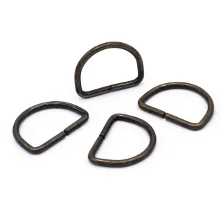 Open Semi-Circular Rings for Bags in Iron Made in Italy 4pcs Ottone