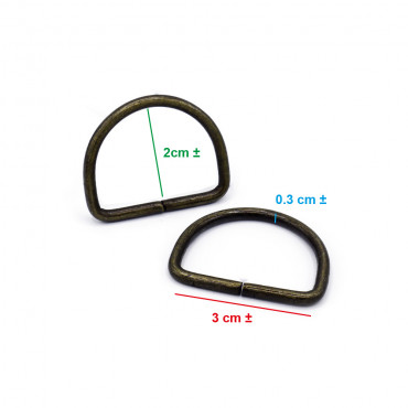 Anelli semicircolari aperti Ottone 30mm per accessori crochet | Tessiland