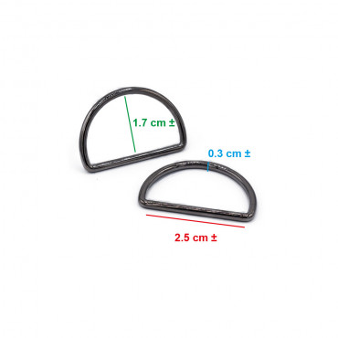 Anneaux semi-circulaires Gunmetal 25 mm - Accessoires polyvalents pour des créations uniques | Tessiland