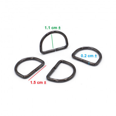 Anneaux Semi-circulaires Ouverts de 15mm Gunmetal pour Accessoires de Crochet | Tessiland