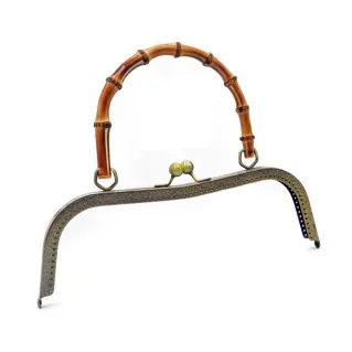 Fermeture clic clac Biggest avec poignée en bambou pour sacs Bronzo