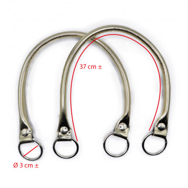 Par de asas Circle Specchiato en Ecopiel para creaciones de ganchillo Platino | Tessiland