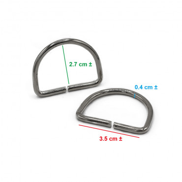 35mm Silver Open Semi-Circular Rings for Crochet Accessories | Tessiland