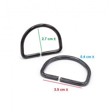 35mm Gunmetal gray Open Semi-Circular Rings for Crochet Accessories | Tessiland