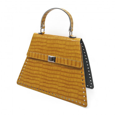 Set borsa Cocoa in ecopelle effetto coccodrillo per borse crochet Senape