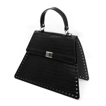 Set borsa Cocoa in ecopelle effetto coccodrillo per borse crochet Nero