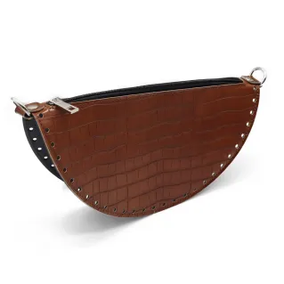 Set de bolso Piadina media luna en ecopiel con cremallera y anillos Marrón