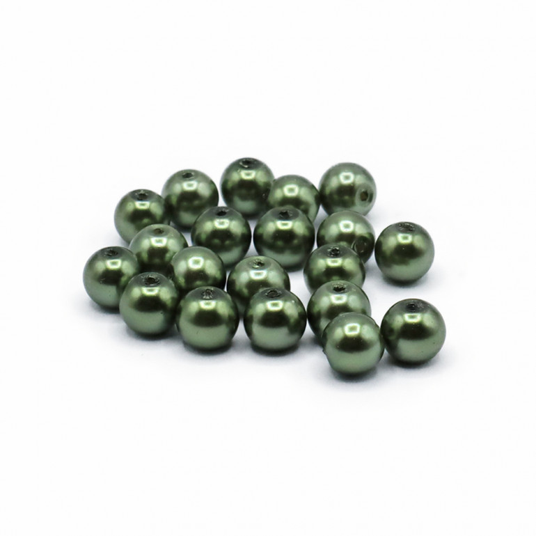 8mm HQ Glass Beads Army Green | Tessiland