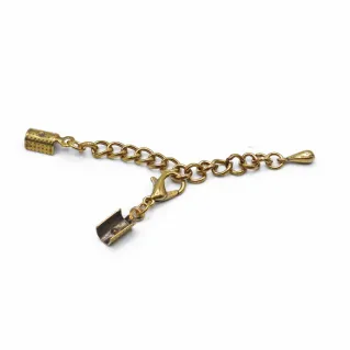 Mosquetón con cadena y terminal sin níquel para bisutería Bronzo