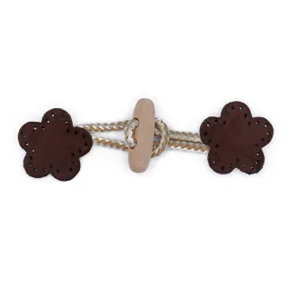 Flower Hook in Alcantara and Wood for Sewing Brown