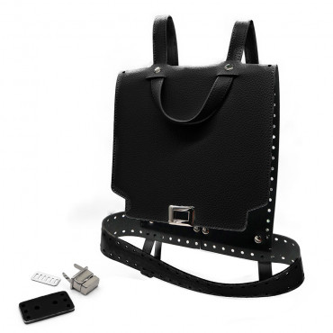 Set Zaino Ilia Nero Dettagli Argento | Tessiland