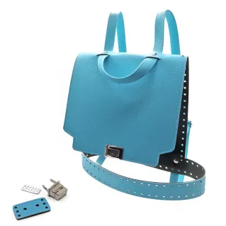 Set mochila Ilia en ecopiel para crochet con correas ajustables Turchese
