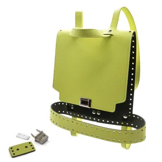 Set mochila Ilia en ecopiel para crochet con correas ajustables Lime