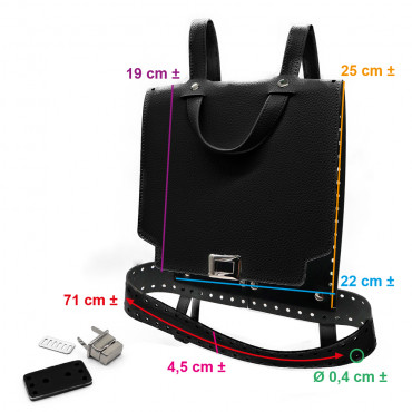 Ilia Black Backpack Set with Silver Details | Tessiland