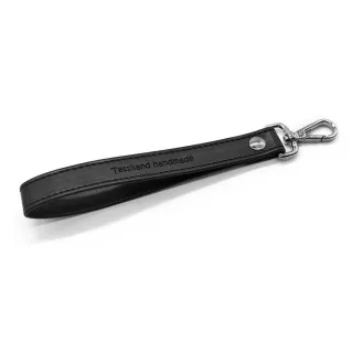Muñequera Argo de eco cuero con mosquetón personalizable para bolso Negro