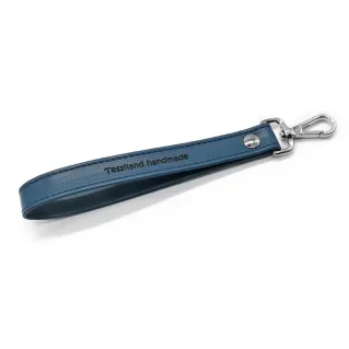 Argo Faux Leather Wrist Strap with Customizable Carabiner for Clutch Navy