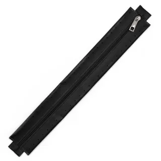 Zipper in eco-leather with sewable border for bags Nero