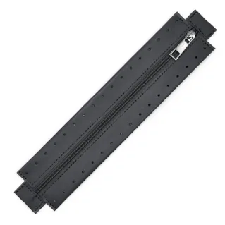 Zipper in eco-leather with sewable border for bags Grigio