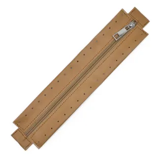 Zipper in eco-leather with sewable border for bags Beige