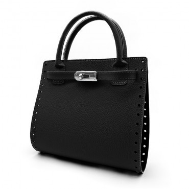 Set borsa Amelia in ecopelle con chiusura girello e manici Nero