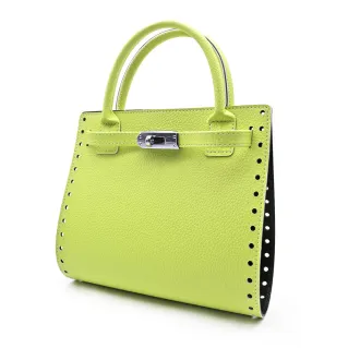 Amelia Eco Leather Bag Set with Turn Lock and Handles Lime